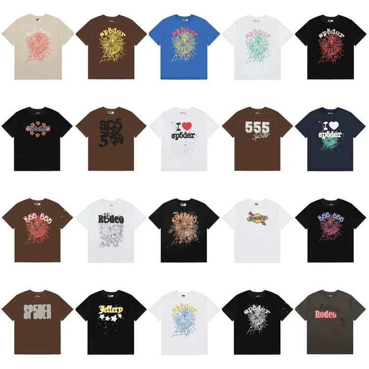 Spider Web Print T-Shirts in V